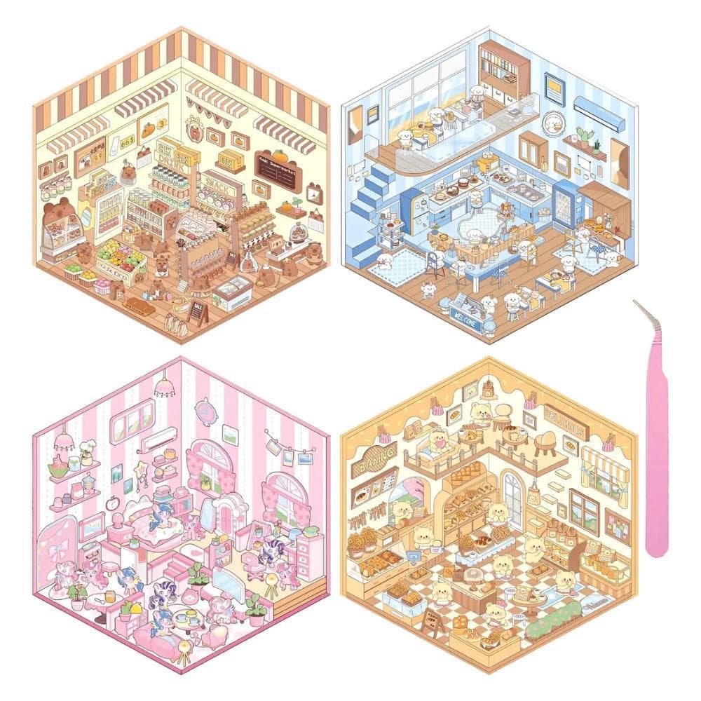 Mini Cenário 3D – Coleção Zuary Papelaria - 1 peça ou kit 3 peças