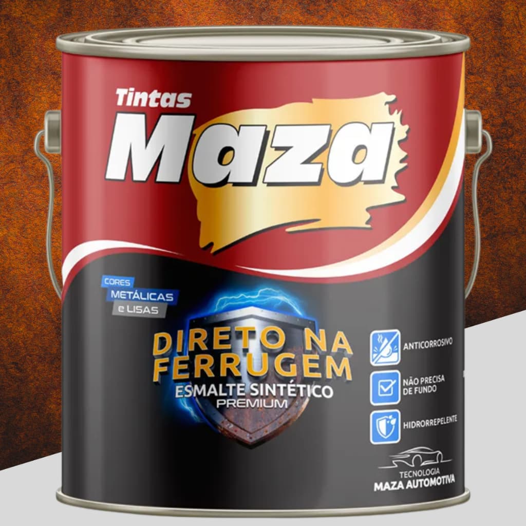 Tinta Esmalte Direto na Ferrugem 3,6 Litros Maza Cores Lisas e Metalicas