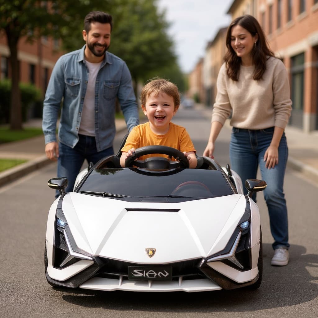 Mini Carro Eletrico Infantil Lamborghini Sian 6V para Crianças 2 a 4 anos Controle Remoto e Musicas