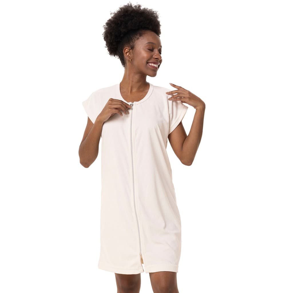 Roupão Atoalhado Elastano Feminino Com Ziper Preto Toque Macio Plus Adulto Envio Rápido