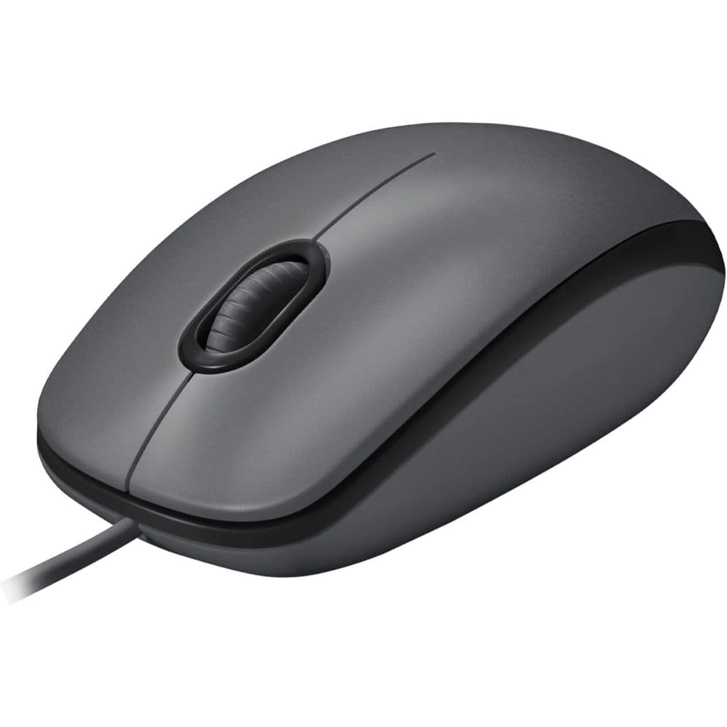 Mouse com fio USB Logitech M100 com Design Ambidestro e Plug and Play, Cinza