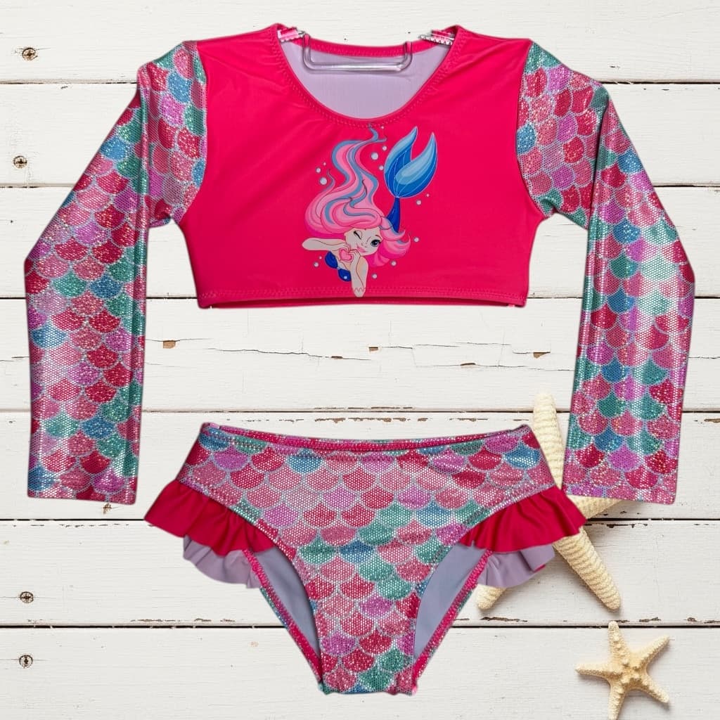 Biquini Infantil Moda Praia Menina Roupa de Banho Proteção UV50+