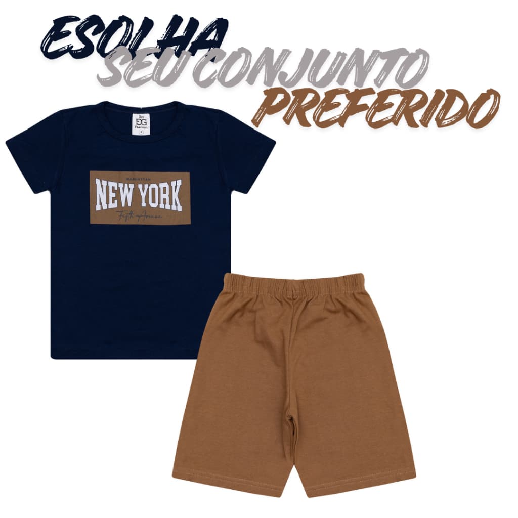 Conjunto Infantil Verão Masculino Menino camiseta short Roupas Infantil 2 ao 14
