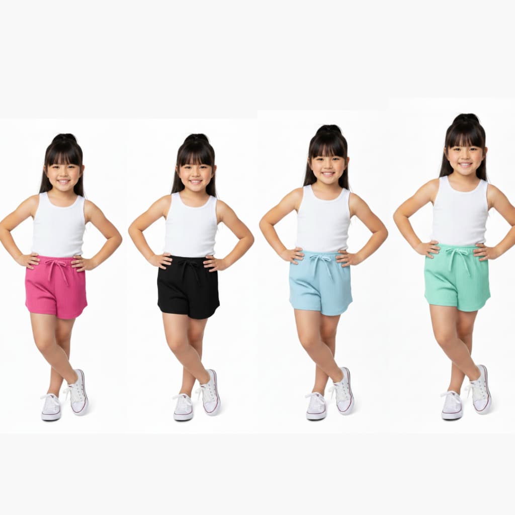 Kit Com 4 Shorts Infantis Canelado Com Elástico