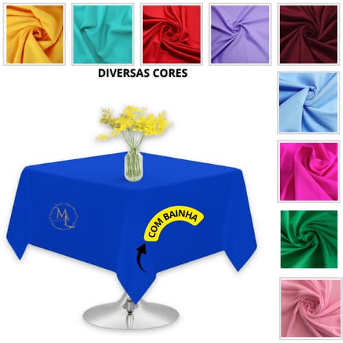 Kit 10 Toalhas de Mesa 1,50m x 1,50m Oxford com Bainha – Para Festa Buffet Eventos Aniversário Decoração de Mesa