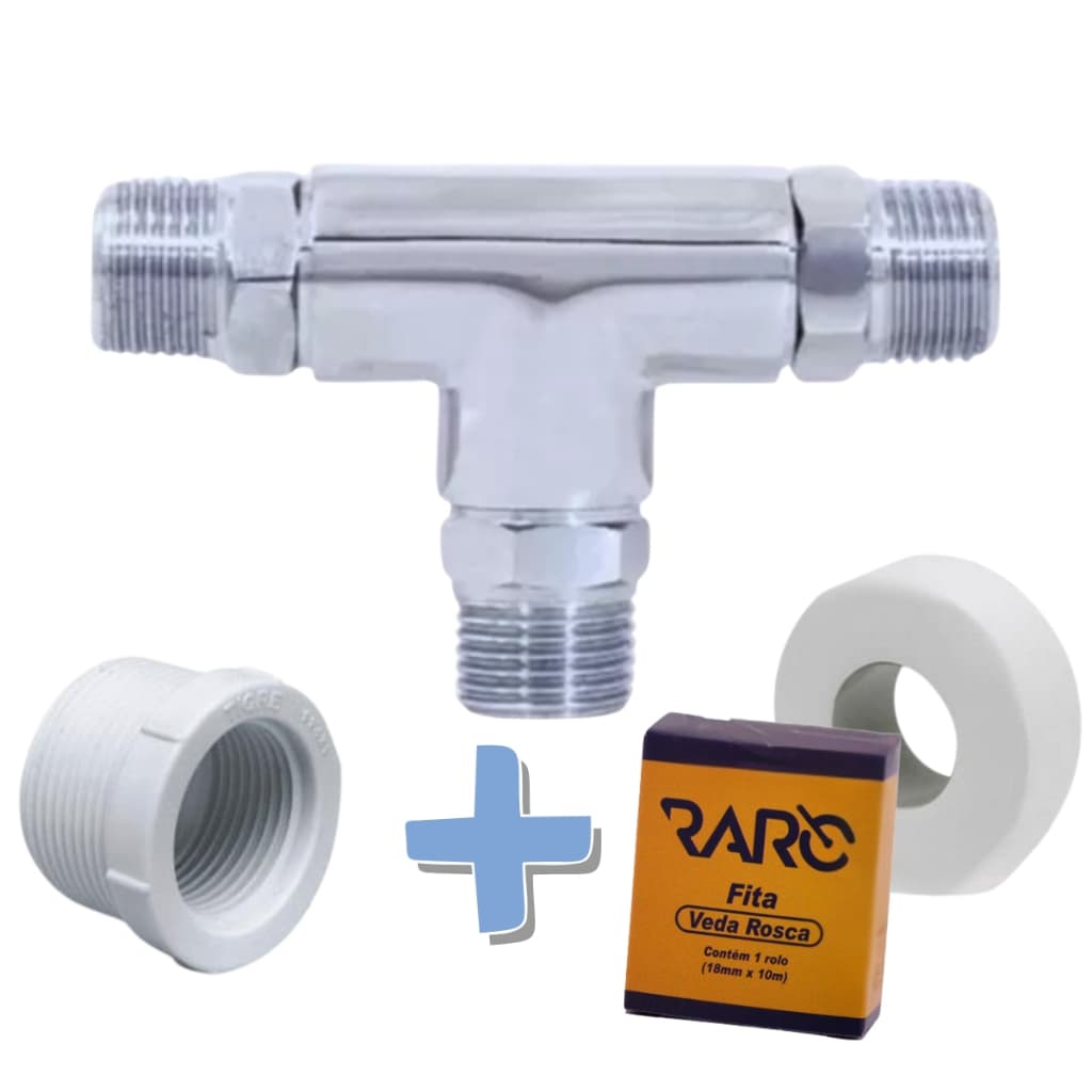 Conexão Adaptador Conector Metal Torneira Monocomando +Acessorios Instalação (Bucha + Veda Rosca)