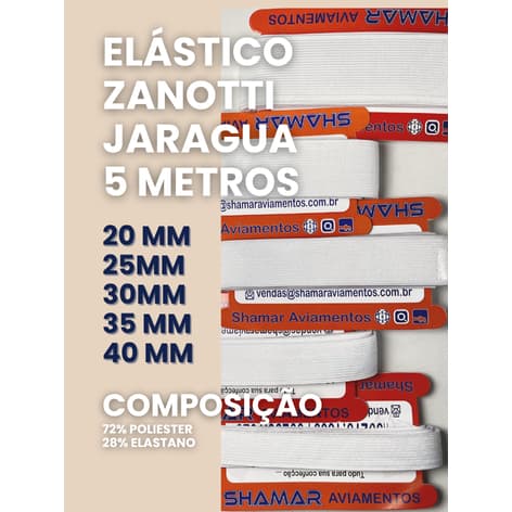 Elástico para Roupa Chato de Embutir Zanotti – Elástico de Costura para Cintura - 5 metros