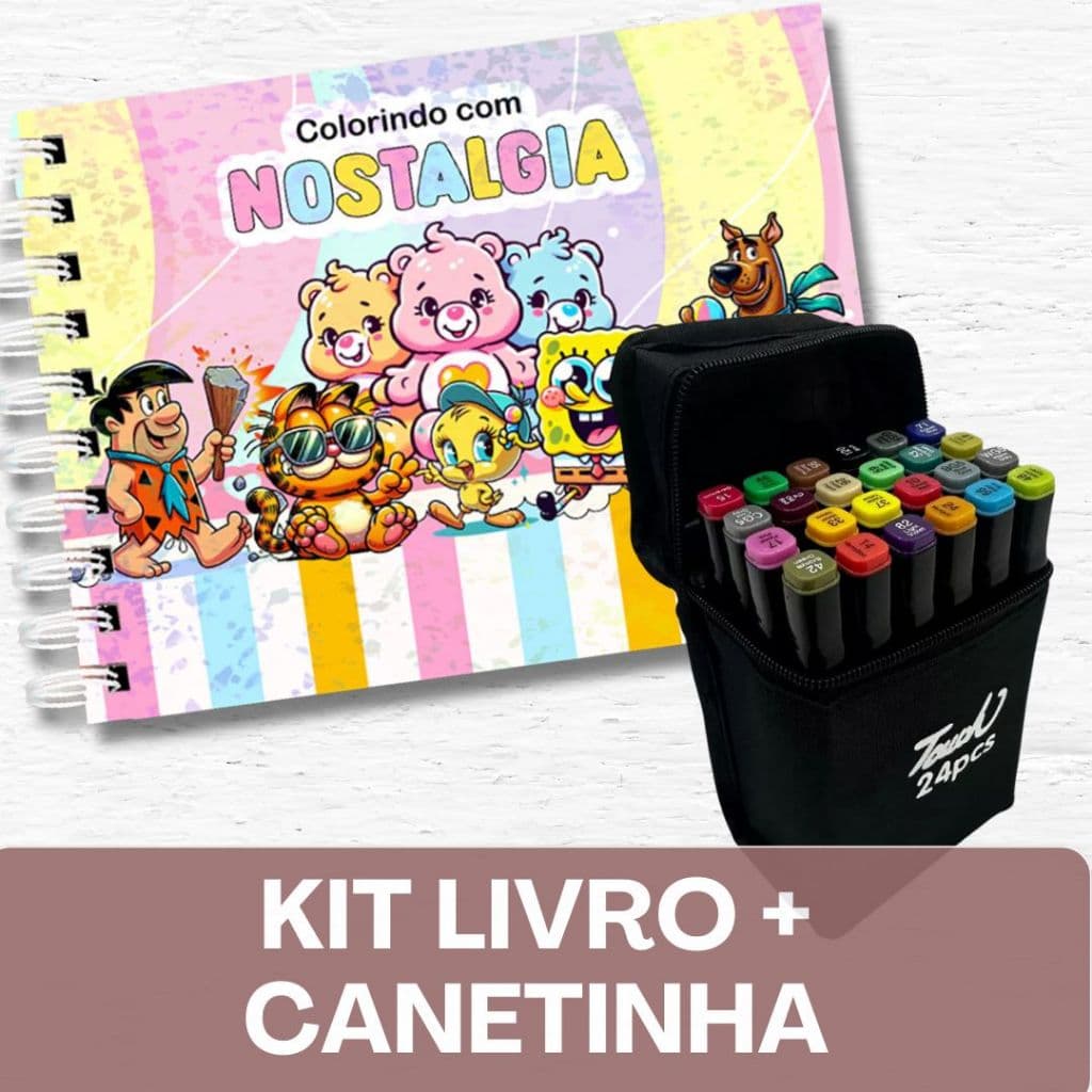 Livro de Colorir Capa dura + Canetinhas  NOSTALGIA