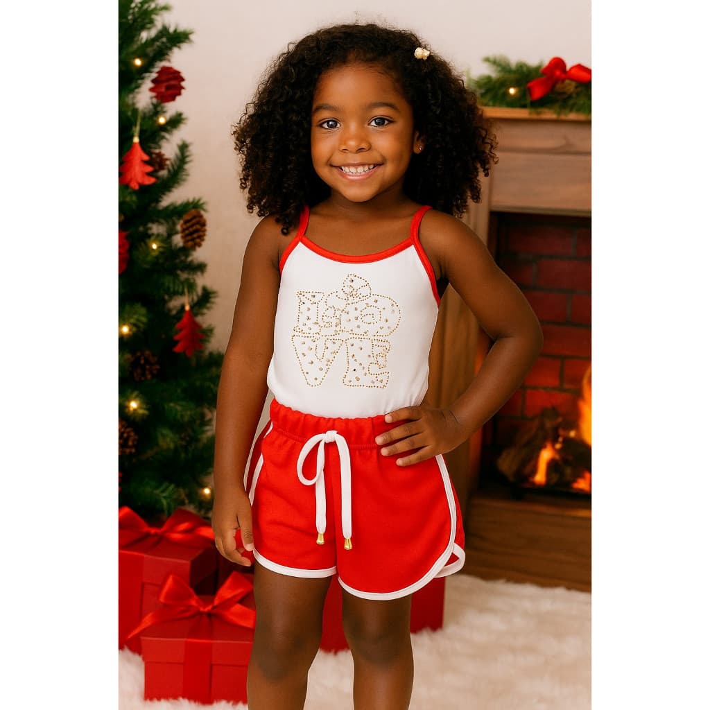Conjunto Infantil Estiloso Menina 2026 Camiseta Alcinha com Short Infanto Juvenil Top