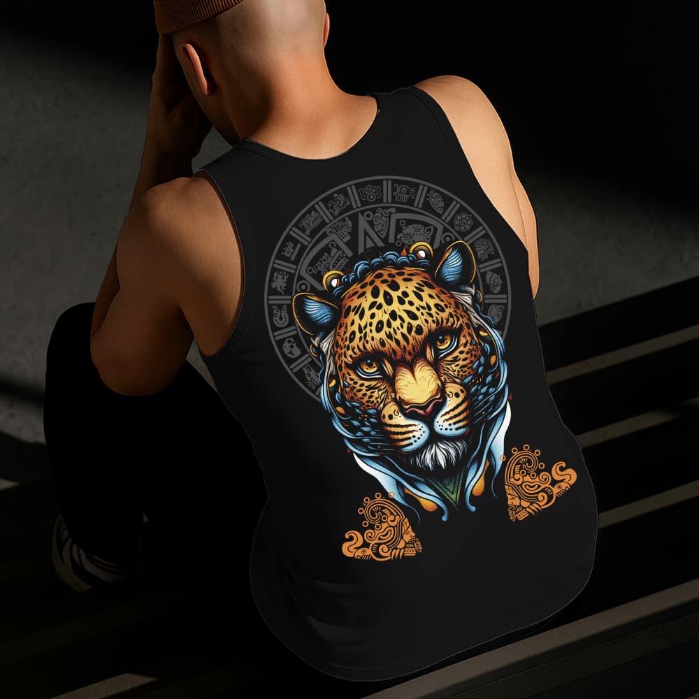 Camiseta Regata Masculina Estampada Tigre Indígena Algodão Estilo Conforto Diário Do Tamanho P GG