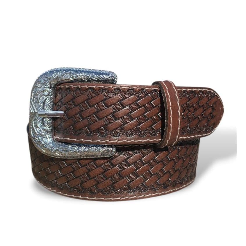 Cinto Country Masculino Em Couro Legítimo Bordado Premium