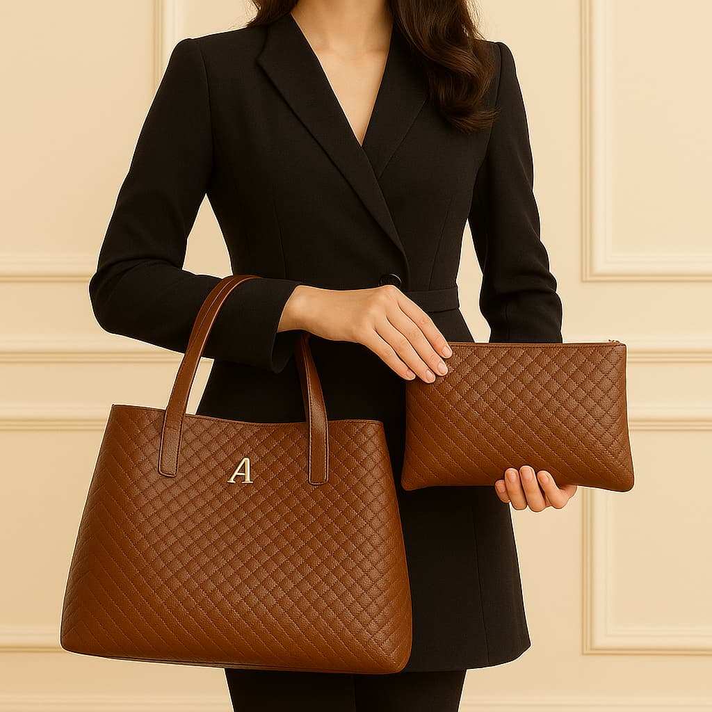 Kit De Bolsa Grande Feminina Para Trabalho Acompanhando Uma Necessaire Minimalista Tote Ali Freitas