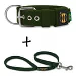 Amorosso Coleira Para Cachorro Fit + Guia / Verde Militar Cachorro Dog Pet