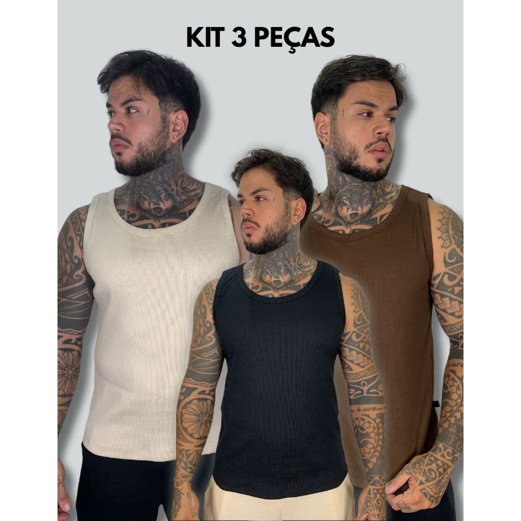 Kit 3 Regatas Americana Masculinas Fitness Academia e Casual Estilo Confortável Caimento Perfeito Versátil