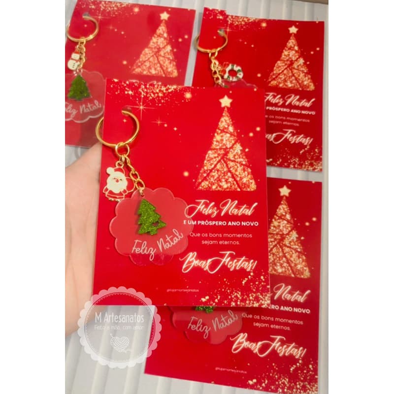 Lembrancinha de Natal Chaveiro de Acrílico Feliz Natal Mimo para cliente