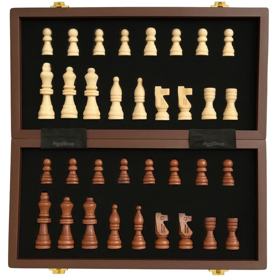 Jogo Xadrez Dobrável Tabuleiro De Madeira Oficial Luxo