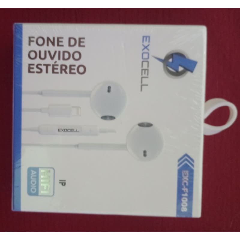 Fone de ouvido estéreo da marca Exocell, modelo EXC-F1008.