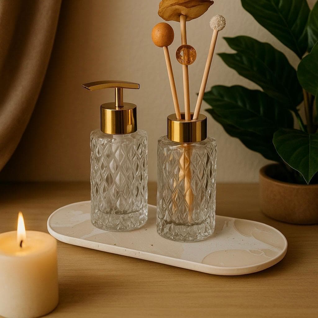 Bandeja MARMORIZADA Capsula - Minimalista Moderna Decorativa Lavabo Banheiro Sala Casa Presente Luxo