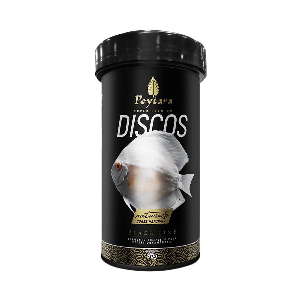 Ração Poytara Black Line Discos Naturals 95g P/Acarás-disco
