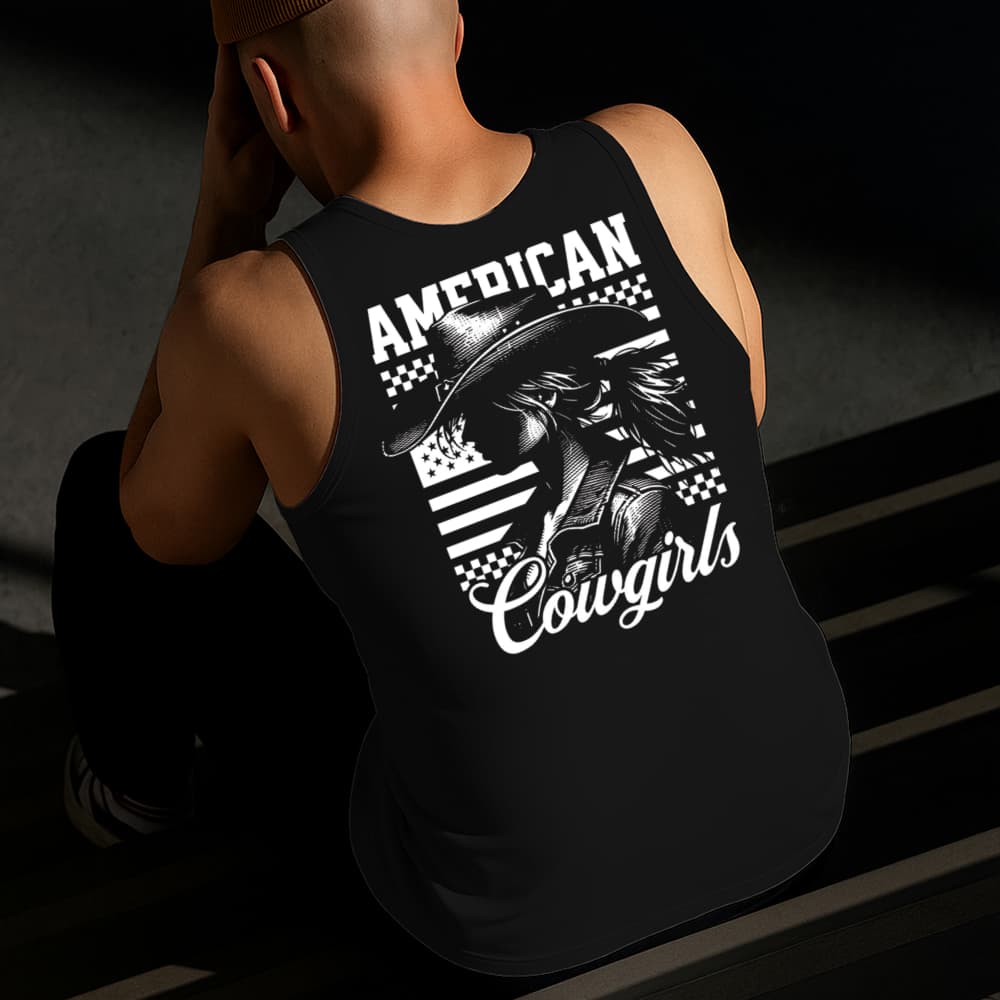 Camiseta Regata Masculina Estampada CowGirl 100% Algodão Estilo Conforto Diário Do Tamanho P ao GG
