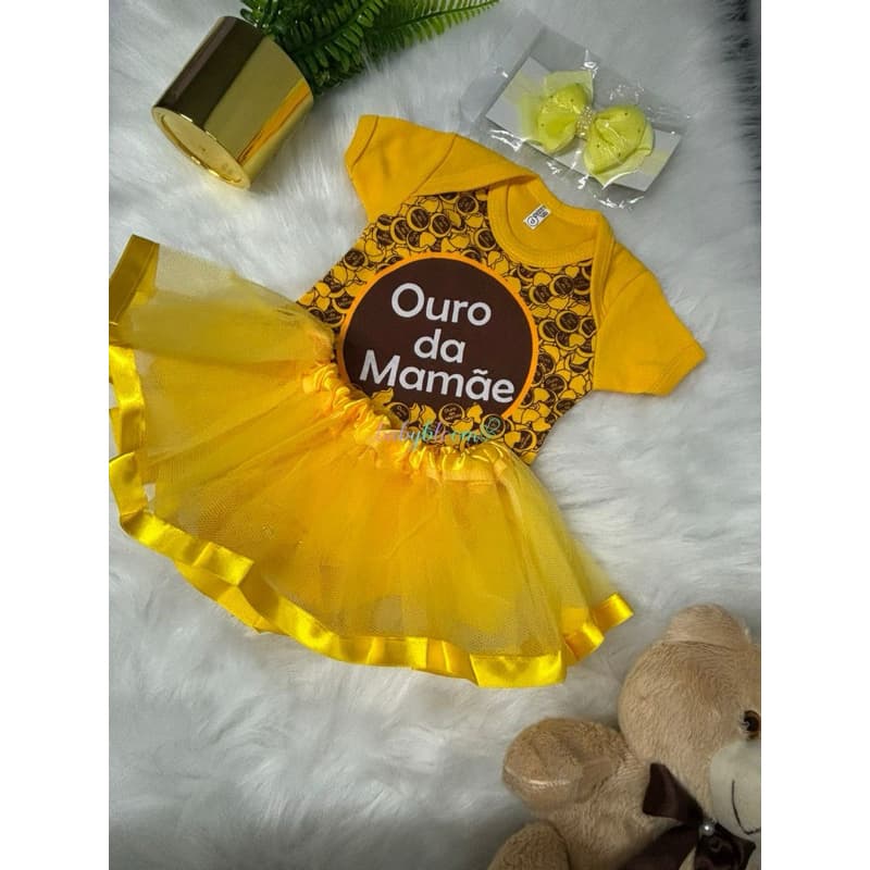 Body Bebê Infantil Mêsversário Temático Chocolate Ouro Da Mamãe Macacao Personagens Fantasia+BRlNDE