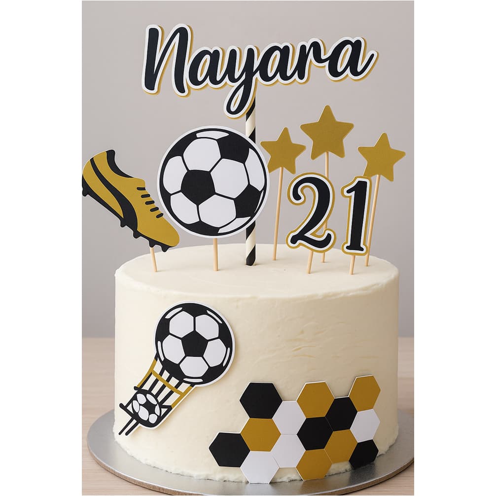 Topo/topper de Bolo Futebol Personalizado | Nome e Idade | Festa Infantil | Envio Rápido