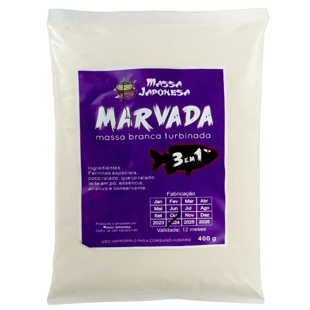 Massas Marvada branca 3 Em 1 - Massa Japonesa (400g) Pesca pescaria isca