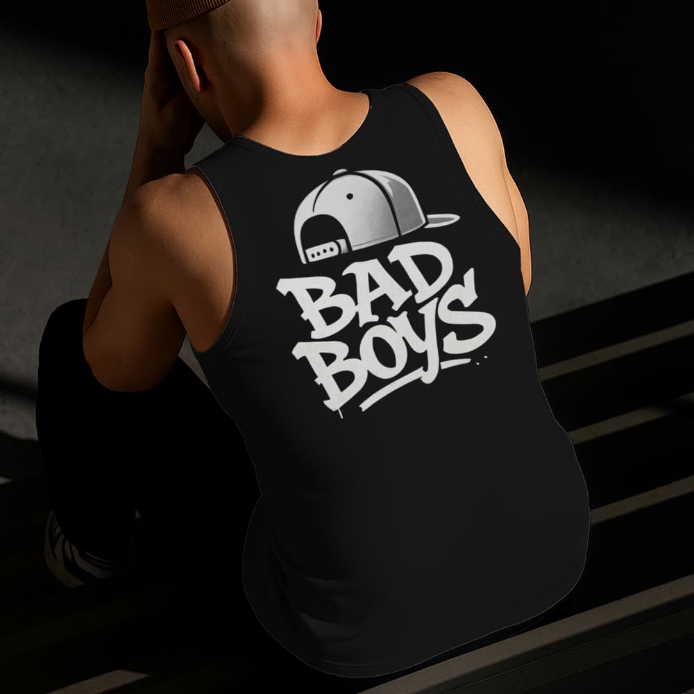 Camiseta Regata Masculina Estampada BadBoys 100% Algodão Estilo Conforto Diário Do Tamanho P ao GG