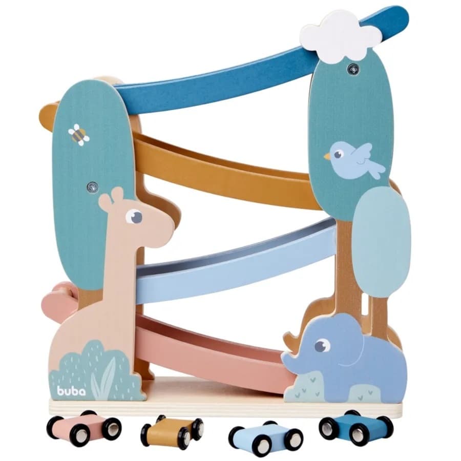 TORRE DE CARROS CLOUDY EM MADEIRA BRINQUEDO EDUCATIVO BUBA