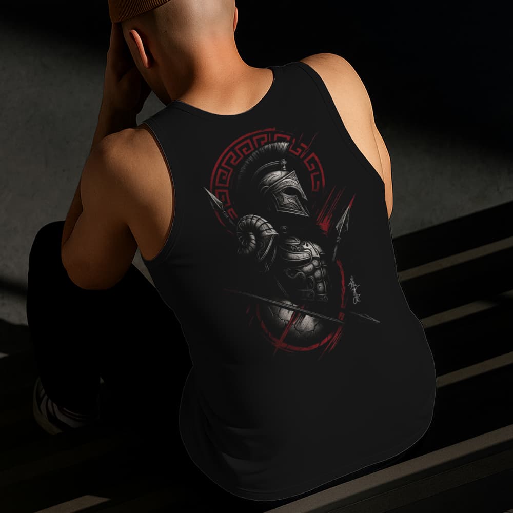 Camiseta Regata Masculina Estampada Espartano 100% Algodão Estilo Conforto Diário Do Tamanho P ao GG