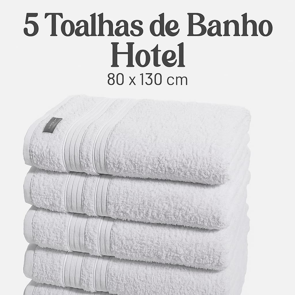 Kit 05 Toalhas De Banho Para Hotel  Jogo De Banhão Grande Grossa  Branca Profissional