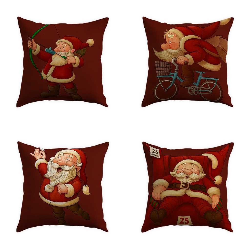 Kit com 4 Almofadas Cheias Natalinas 42x42cm para Decoração de Natal