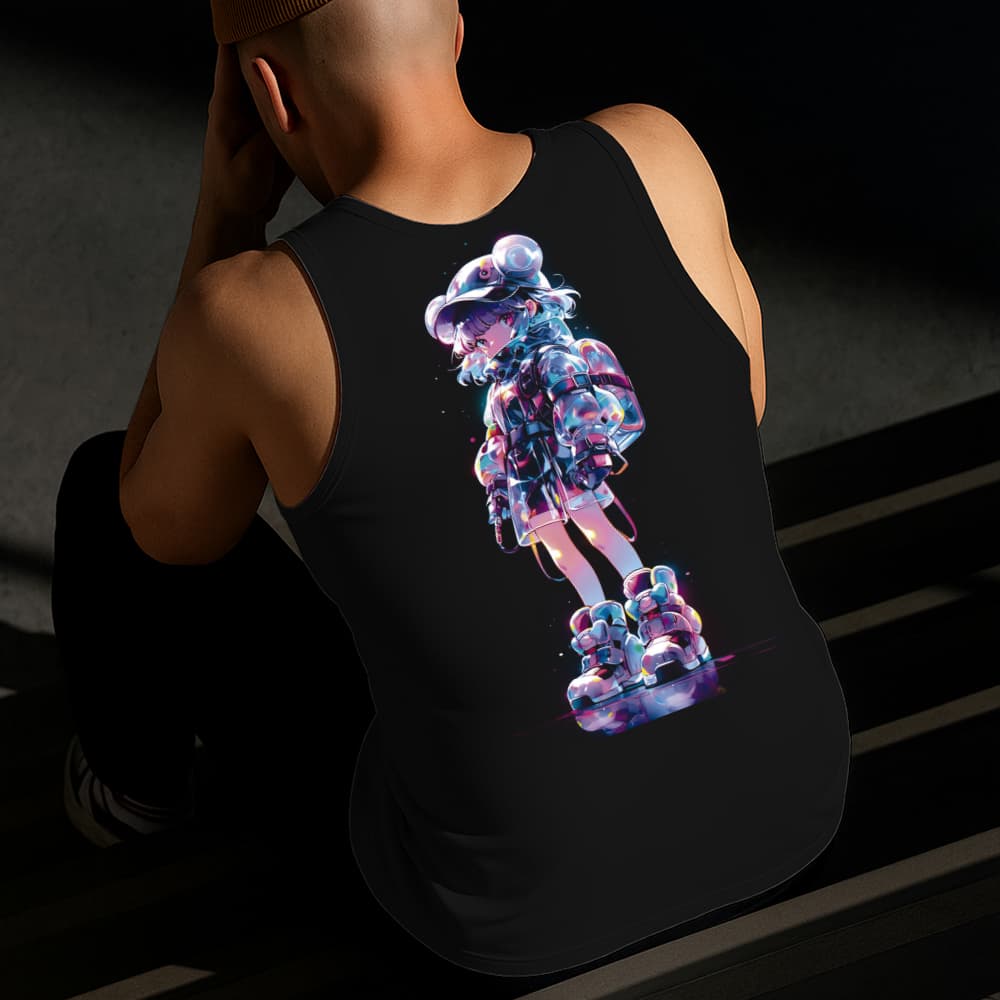 Camiseta Regata Masculina Estampada Menina de Anime Algodão Estilo Conforto Diário Do Tamanho P GG