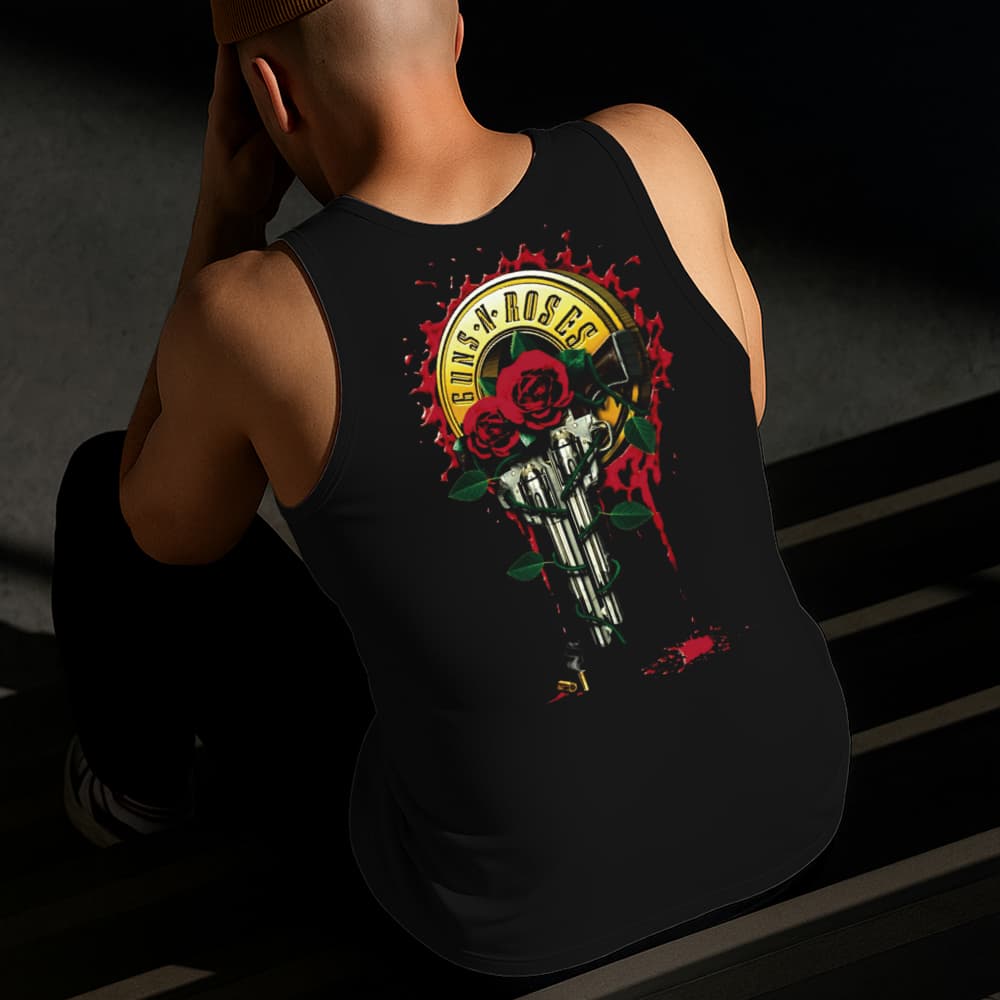 Camiseta Regata Masculina Estampada Guns N' Roses 100%Algodão Estilo Conforto Diário Do Tamanho P GG