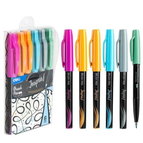 Brush Pen INSPIRA - Ponta Pincel 0,4mm - 6 cores/pcs