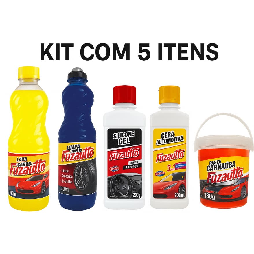 kit Limpeza Fuzetto Carro e Moto c/5 itens