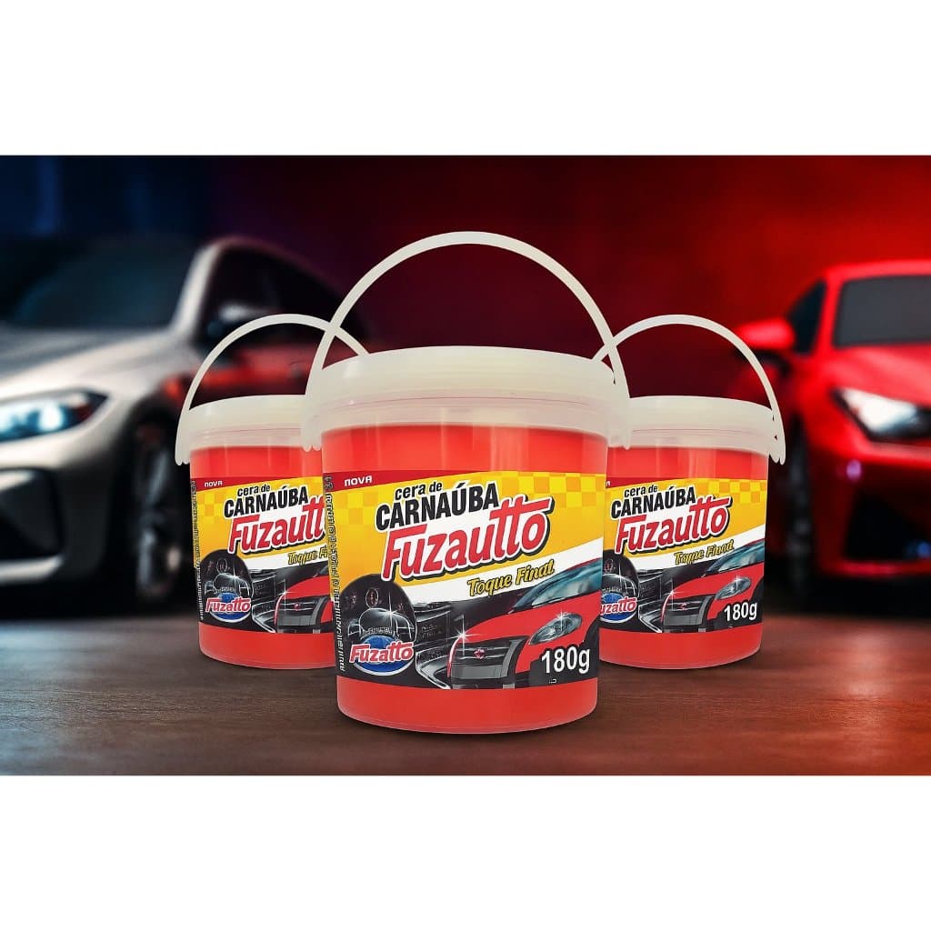 Kit 3 Ceras de Carnaúba Toque Final para Plásticos Ressecados Fuzetto 180g