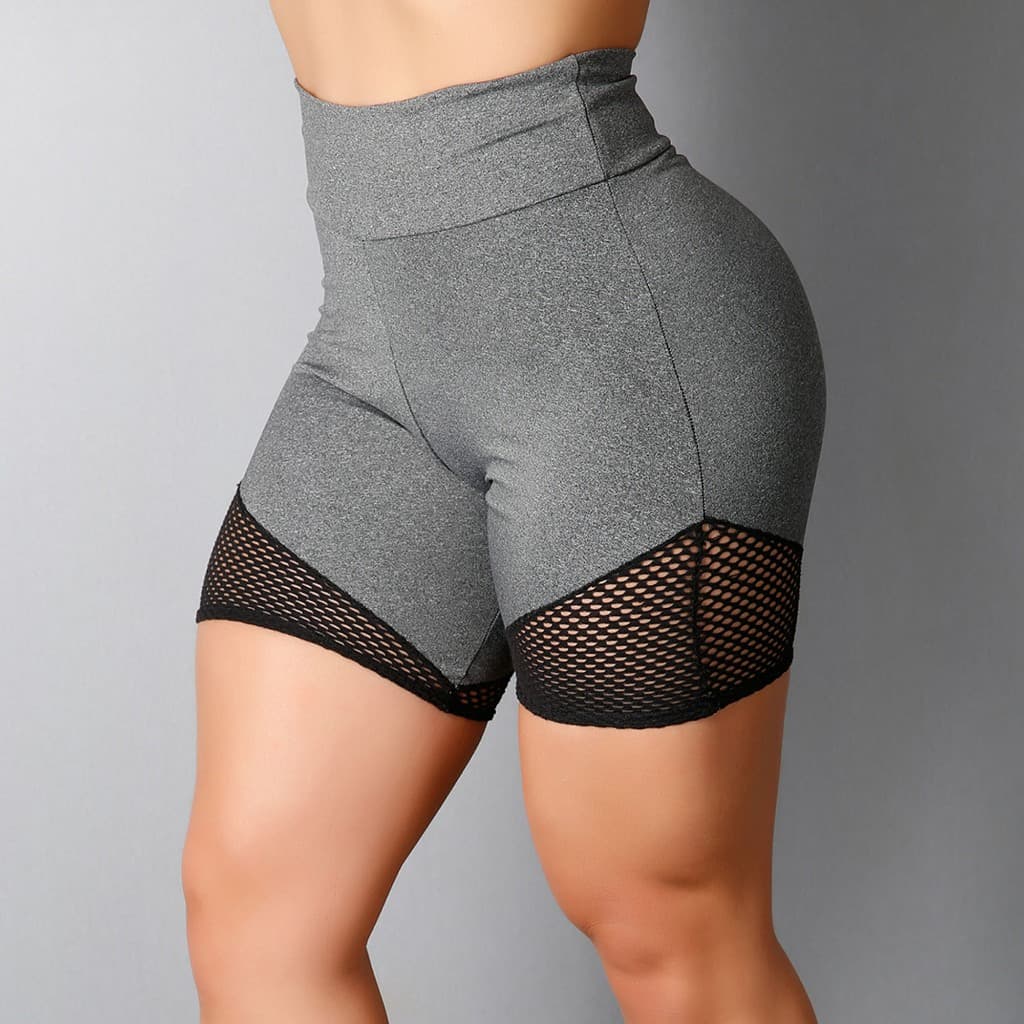 Short Fitness Em Suplex de Poliamida Para Academia Esportivo Cintura Alta Feminina Com Tela Promoção