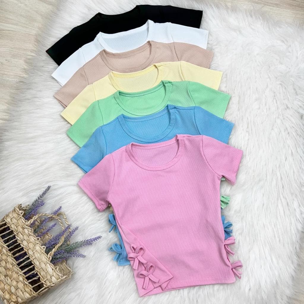 Blusas Basica Infantil Lacinhos Laterais Elegante Para Meninas