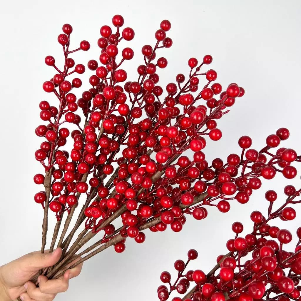 5 A 15 UN Simulação De Natal Ramo De Bagas Vermelhas De Azevinho Artificial Enfeites De Guirlanda - MY802850