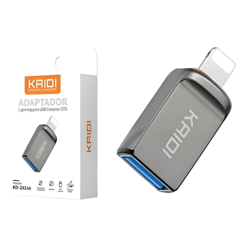 Adaptador Otg Usb 3.0 Kaidi Compatível Para Iphone Cinza