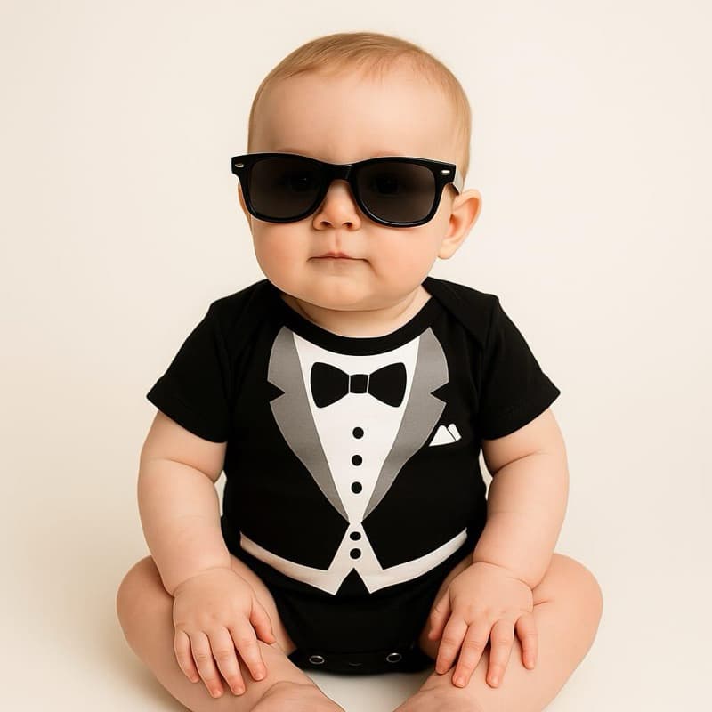 Body Bebe Poderoso Chefinho Body + Oculos Mesversario Bori Temático Pronta Entrega