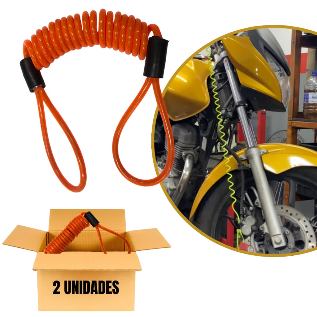 Kit 2 Lembrete Trava Disco Freio Corda Aviso Cabo Segurança Laranja Moto Bike Bicicleta