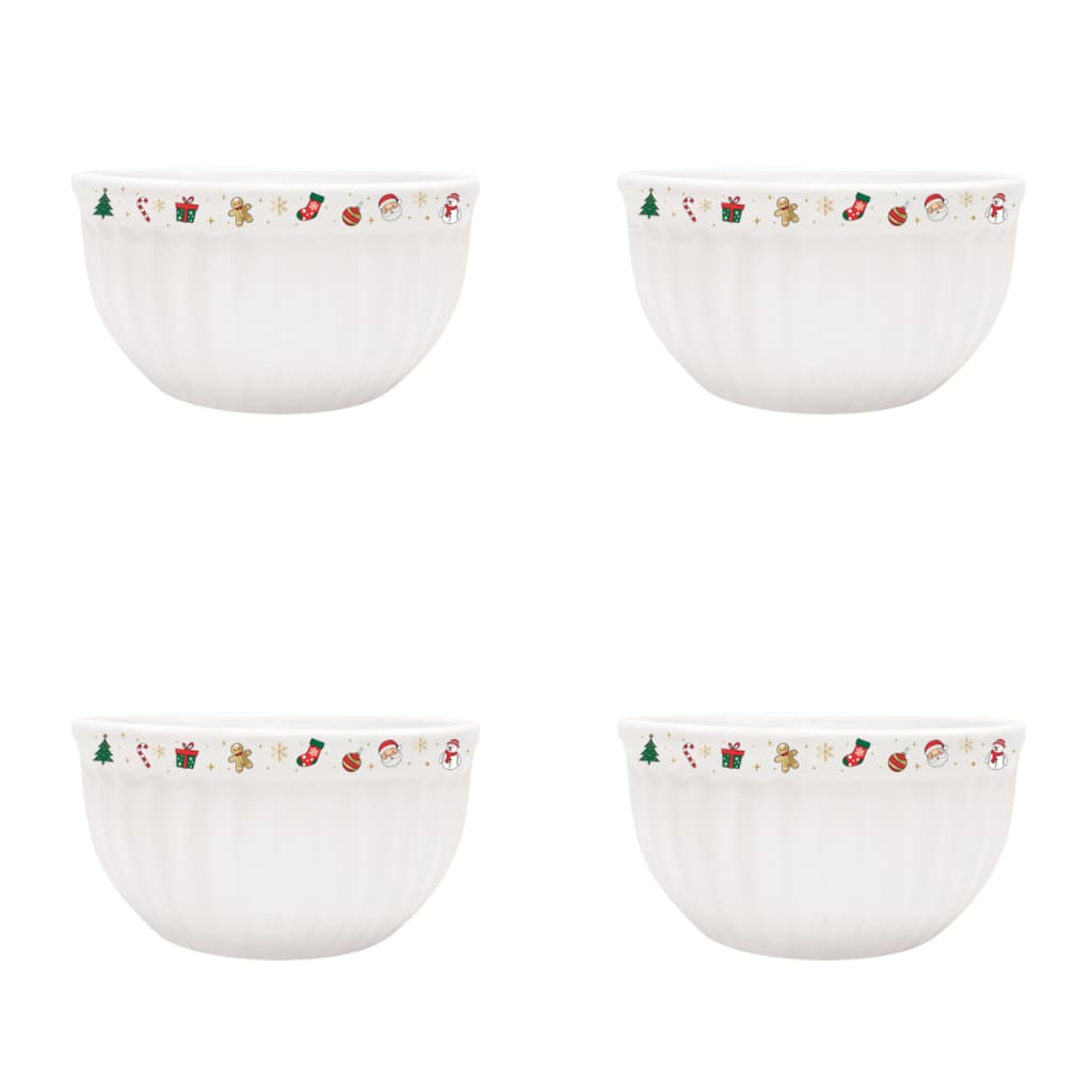 Kit 4 Tigelas Itália Natal Cerâmica 480ml 2° LINHA DEFEITOS Feliz Natal Bowl Cumbuca Sopas Caldos Sobremesas