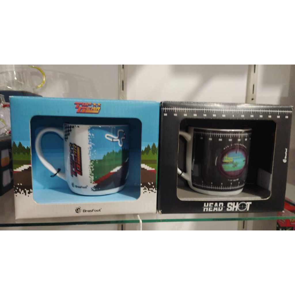 Caneca Gamer 2 Modelos 360 ml Porcelana - Top Gear e Headshot - Brasfoot