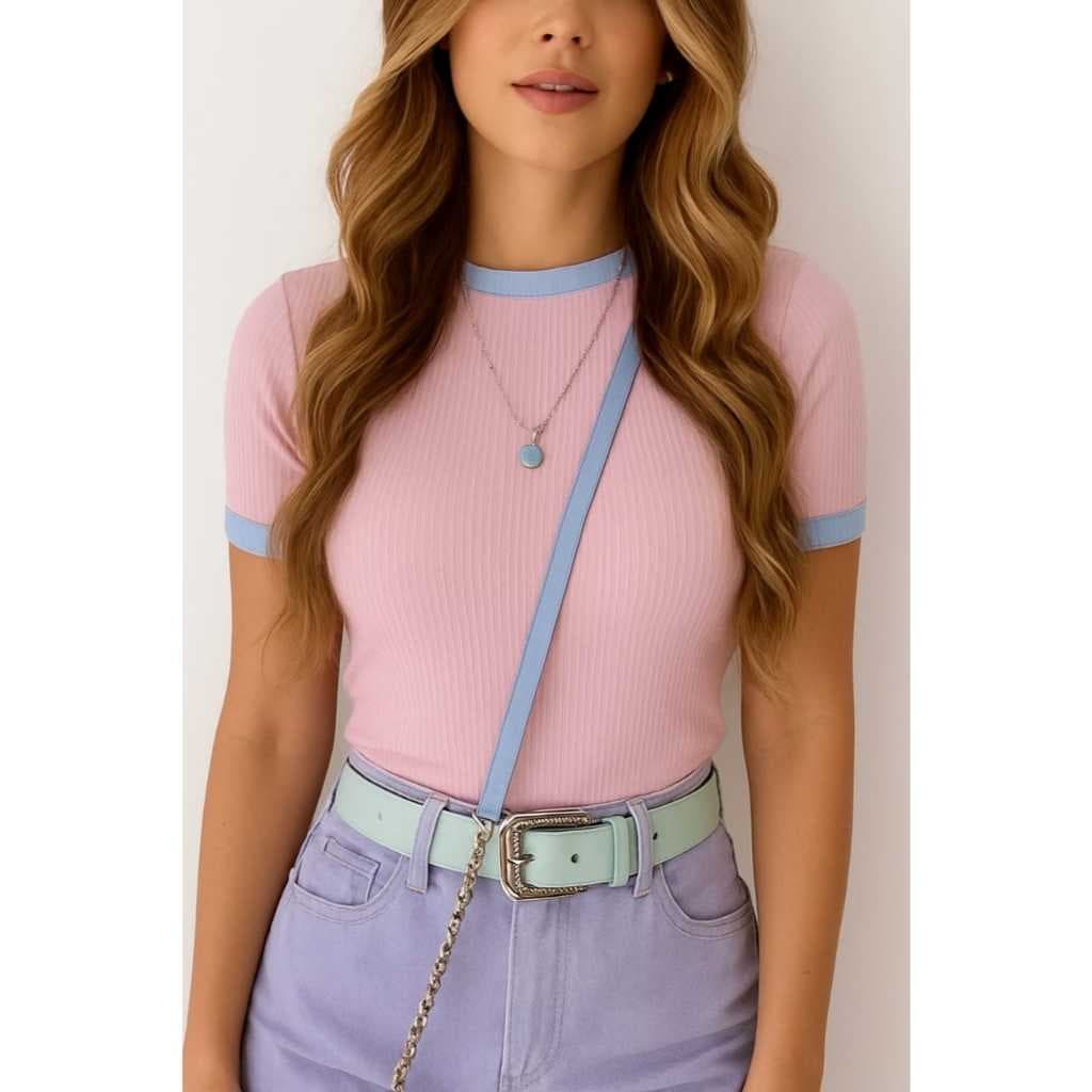 Camiseta Canelada Verão Baby look Básica