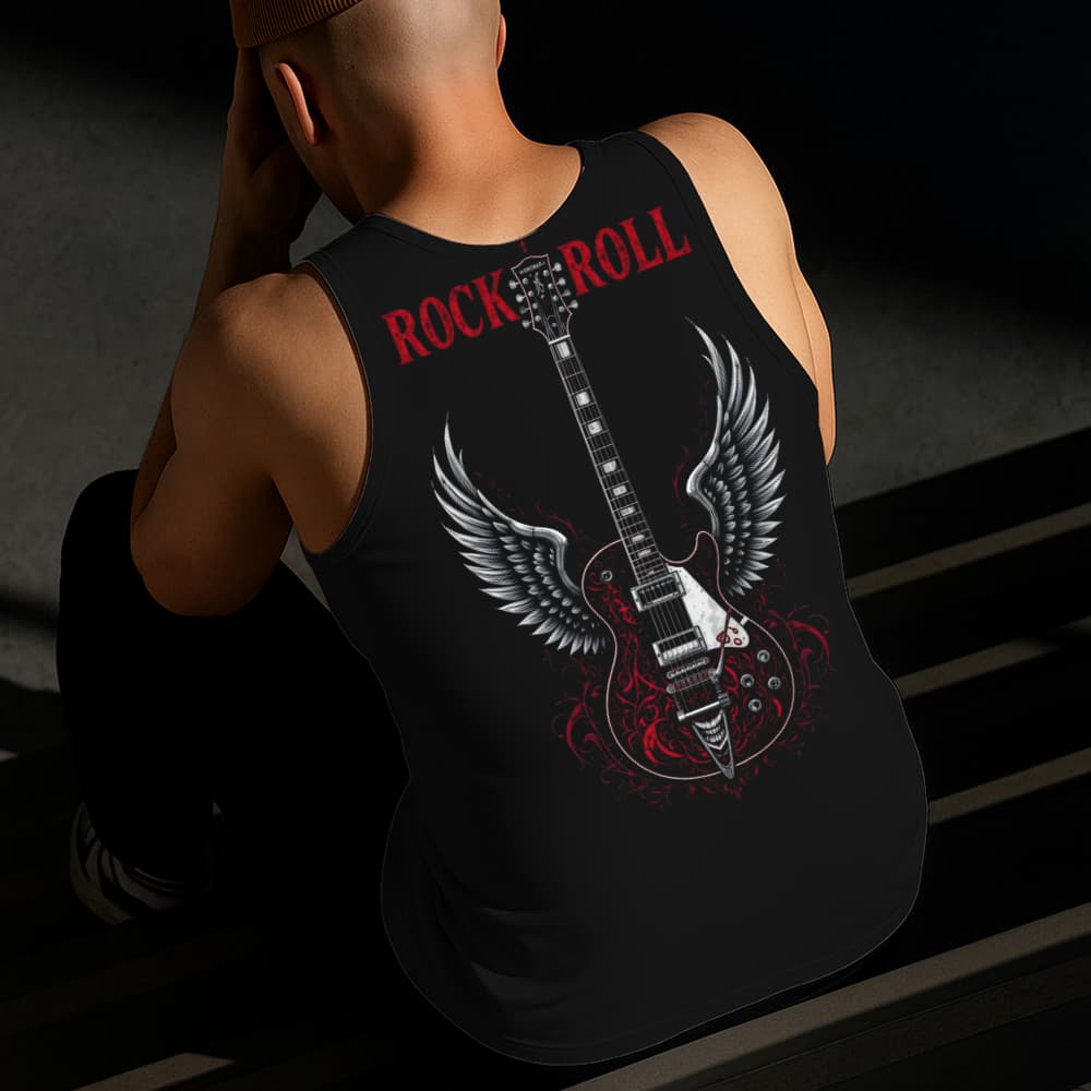 Camiseta Regata Masculina Estampada Rock N' Roll 100% Algodão Estilo Conforto Diário Do Tamanho P GG