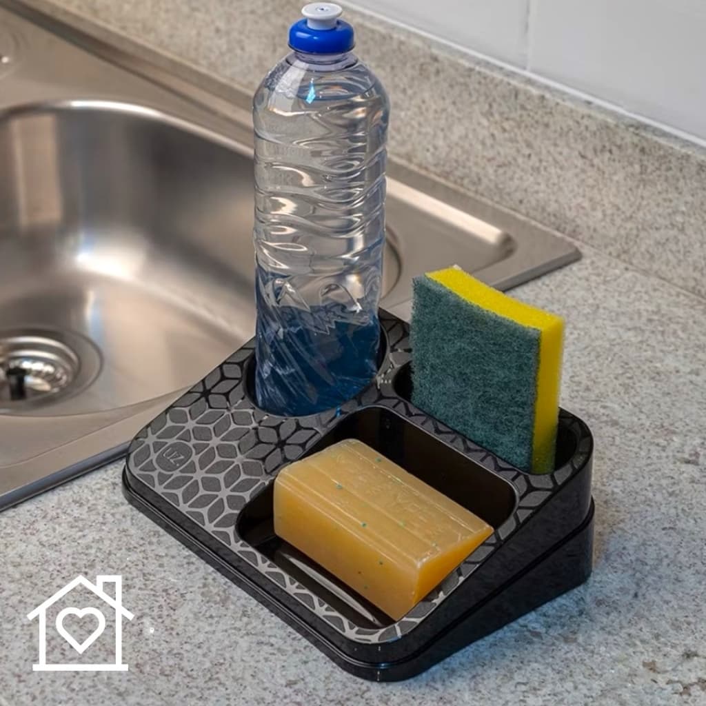 Uz Organizador De Pia Suporte Para Detergente, Esponja E Sabão Em Barra Material Plástico Resistente Diversos Espaços