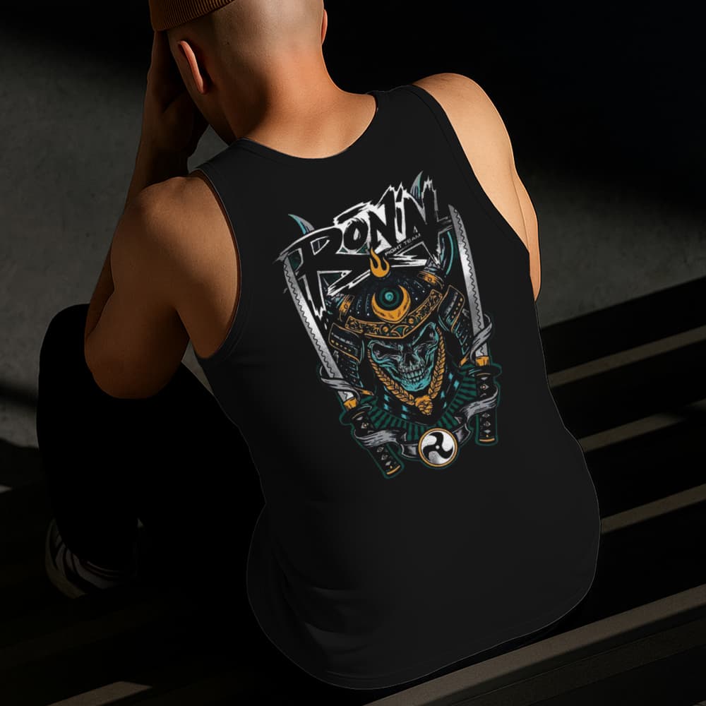 Camiseta Regata Masculina Estampada Samurai Ronin 100%Algodão Estilo Conforto Diário Do Tamanho P GG