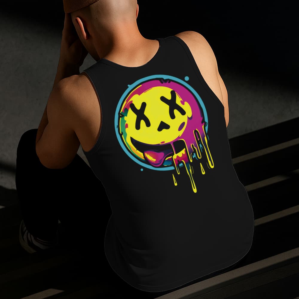 Camiseta Regata Masculina Estampada Sorriso Derretendo Algodão Estilo Conforto Diário Tamanho P GG